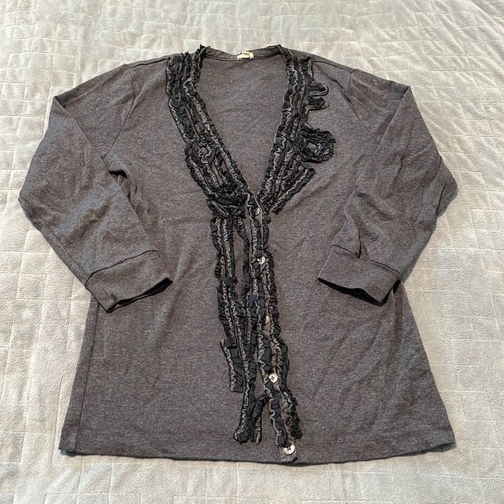J. Crew Gray Cardigan with Black Trim